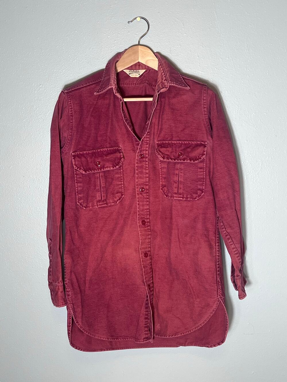 Vintage Men’s Cabelas Flannel Long Sleeve Button Up Thrashed Medium *read* Cabin